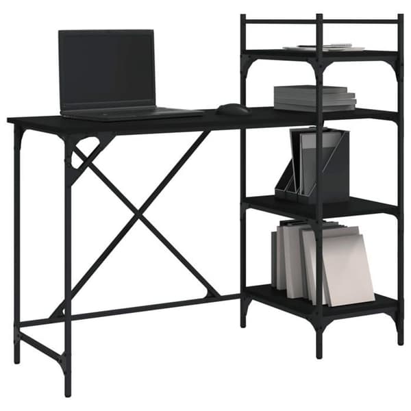 Maison Exclusive - Computerbord med hylder sort 120x47x109 cm Svart