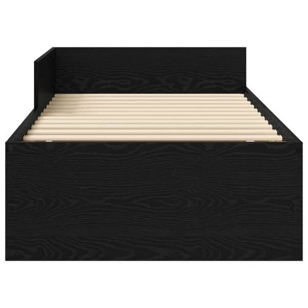Sengestel - EKSKLUSIV HUS - Sort eg - 80 x 200 cm - Integreret hovedgærde - Lamelseng svart ek