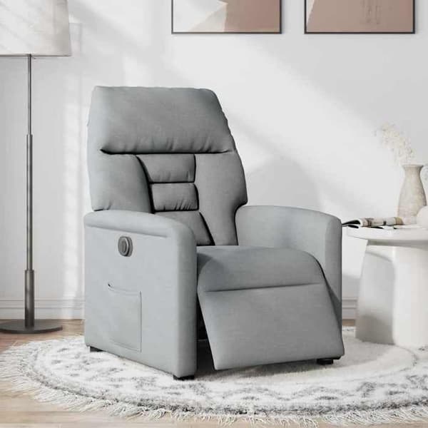 Maison Exclusive - Elektrisk lutbar fåtölj Ljusgrå Tyg