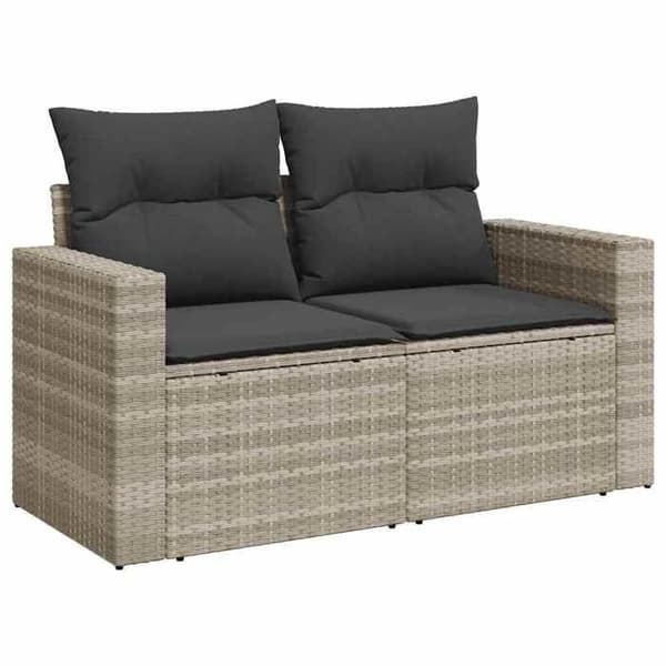 Maison Exclusive - Trädgårdsmöbler med kuddar 10 delar ljusgrå flätad resin