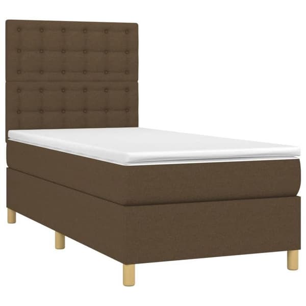 Maison Exclusive - Sengebund med lameller og madras samt LED Mørkebrun 80x200cm