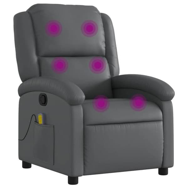 Maison Exclusive - Grå lutande massagefåtölj i konstläder