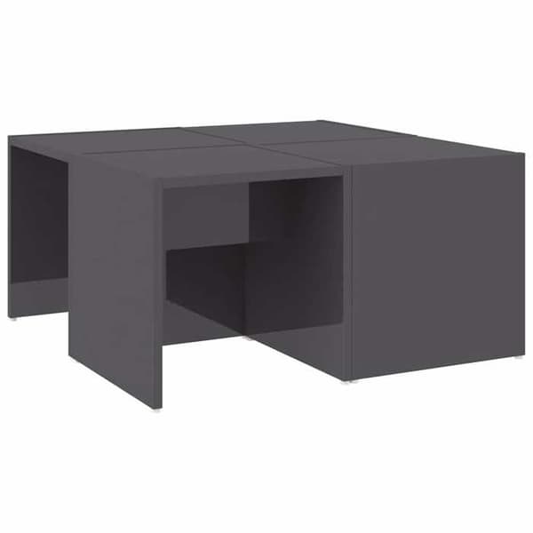 Låga bord - EXKLUSIV HEM - Set om 4 st - Grå glans - 33 x 33 x 33 cm - Spånskivor Grå