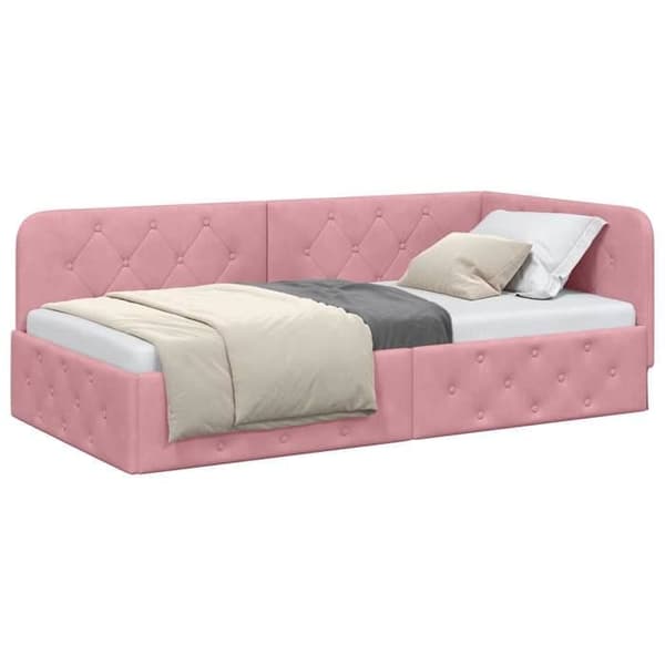 Maison Exclusive - Hörnsängram Rosa 90 x 200 cm Sammet Ros