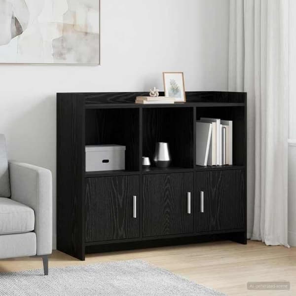 Maison Exclusive - Buffé Ek svart 98,5 x 33 x 80 cm Ingenjörsträ