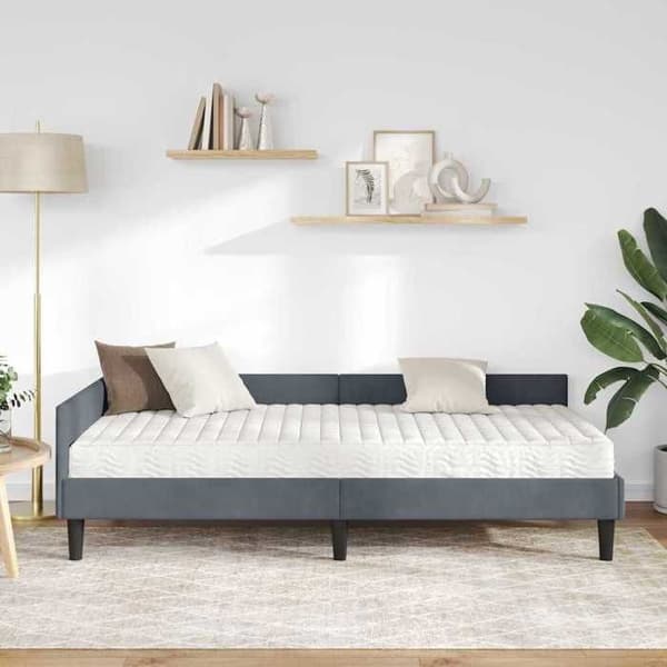 Maison Exclusive - Hörnsängram med madrass 2 st Mörkgrå 90 x 200 cm Mörkgrå