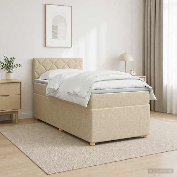 Maison Exclusive - Boxspring säng med madrass Crème 90 x 190 cm Tyg