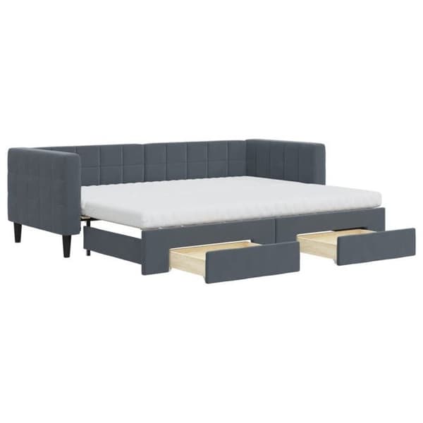 Maison Exclusive - Dagbädd med utdragbar säng och mörkgrå lådor 80x200cm sammet mörkgrå