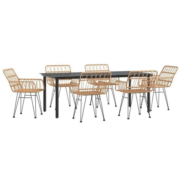 Maison Exclusive - Trädgårdsset 7 delar i flätad resin