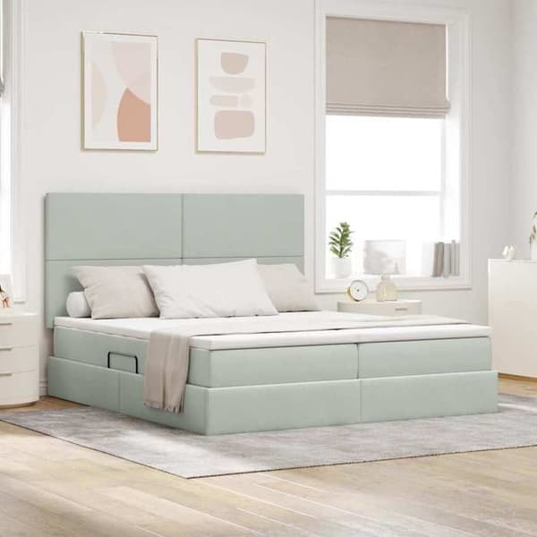 Maison Exclusive - Förvaringssäng med lagring Ljusgrå 200 x 200 cm Sammet Ljusgrått