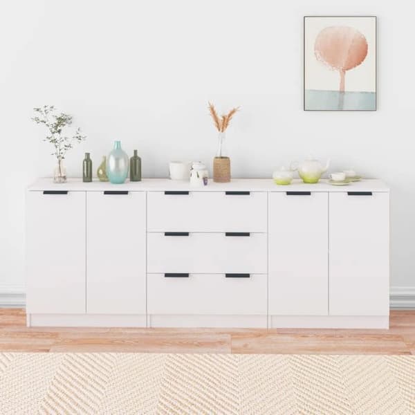 Maison Exclusive - Bufféer 3 st Vit Ingenjörsträ