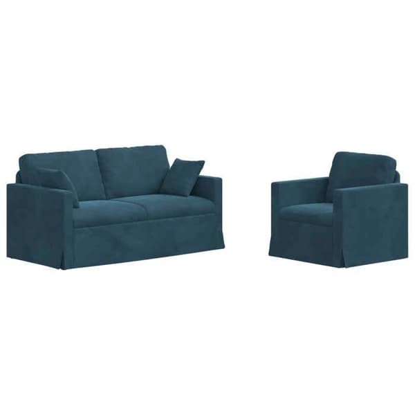 Maison Exclusive - Set med 2 soffor i blått sammet