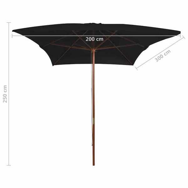 Maison Exclusive - Haveparasol med sort træmast 200x300 cm