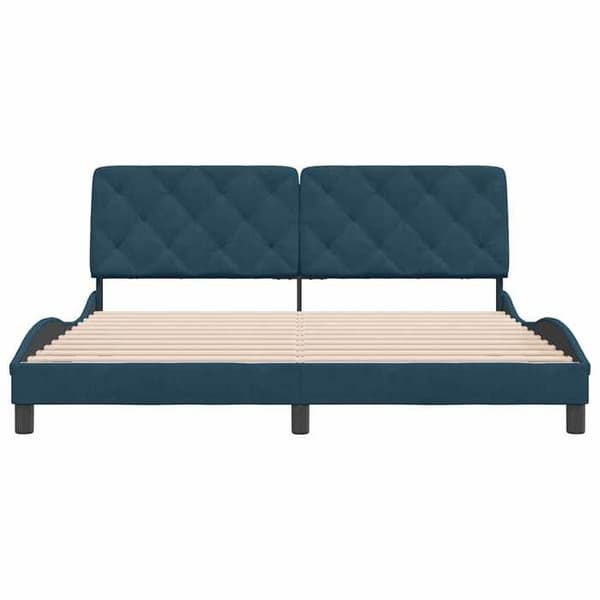 Sengestel - EKSKLUSIV HUS - Eksklusiv - 180x200 cm - Blå velour - Polstret hovedgærde Blå