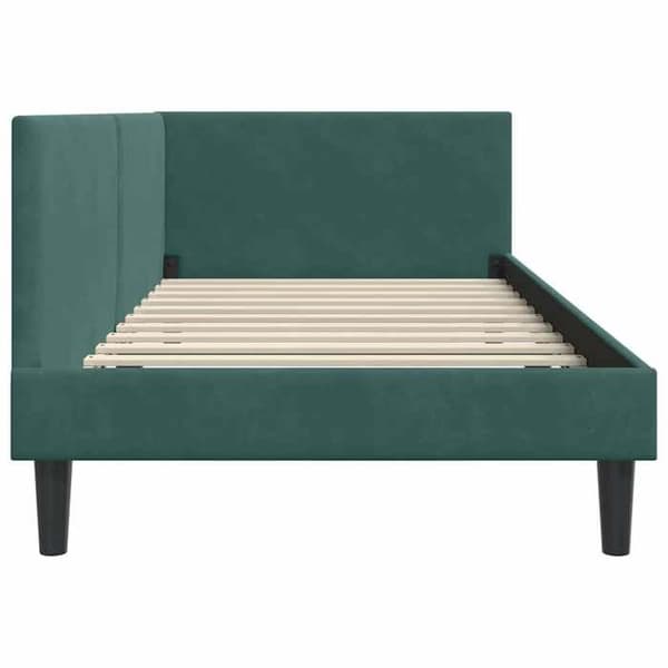 Maison Exclusive - Tummanvihreä kulmasänky 90 cm x 190 cm Sametti