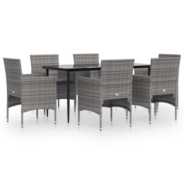 Trädgårdsmöbelset - Grå - 7 delar - Väderbeständig - Bekväm - Modern design Grå