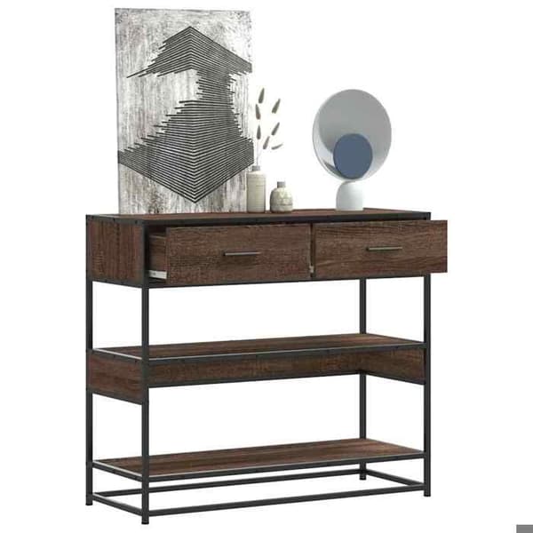 Maison Exclusive - Konsolbord i brunt egetræ 90x35x80 cm i ingeniørtræ