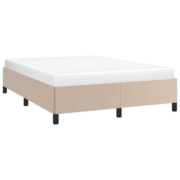 Sengestel - EKSKLUSIV HUS - 140x190 cm - Kunstlæder cappuccino - Lamelseng - Robuste ben Cappuccino