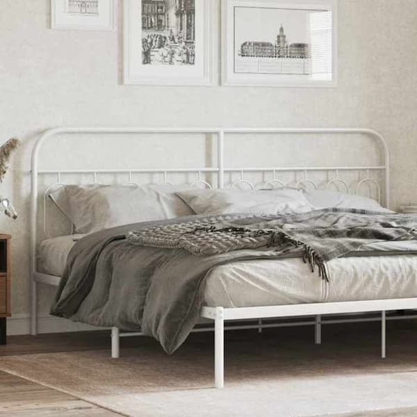 Hovedgærde - EKSKLUSIV HUS - 200 cm - Hvid metal - Klassisk stil - Robuste ben Vit