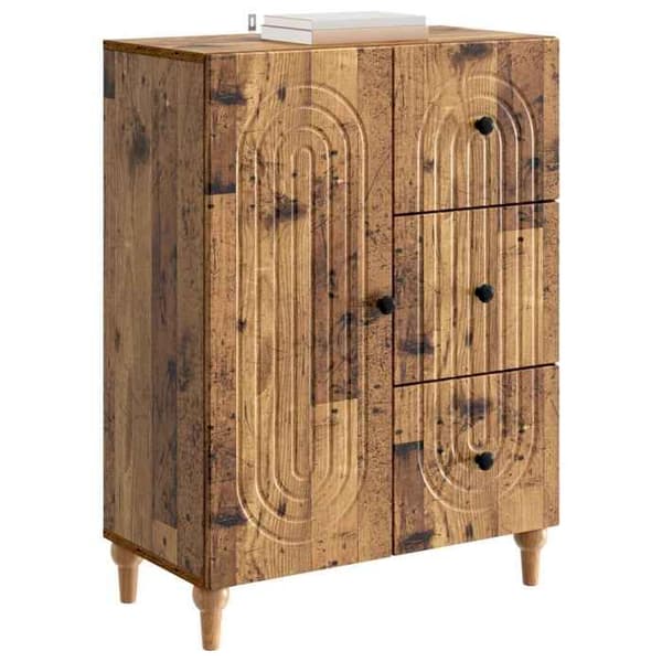 Buffet - EKSKLUSIVT HUS - 66 x 34,5 x 90 cm - Ingeniørtræ - 90° svingdøre - Stribet kant