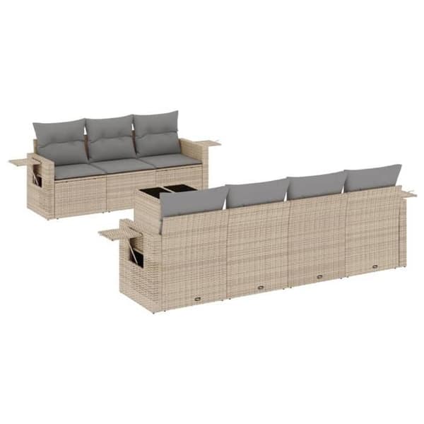 Maison Exclusive - Trädgårdsmöbler med kuddar 8 delar beige flätad resin