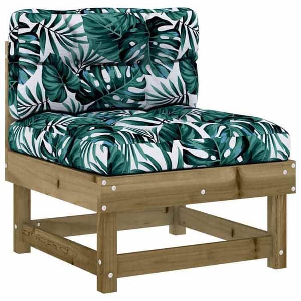 Havemøbel - EKSKLUSIVT HUS - Modulerbar midtersofa - Imprægneret fyrretræ - Polstrede puder - Lamel design