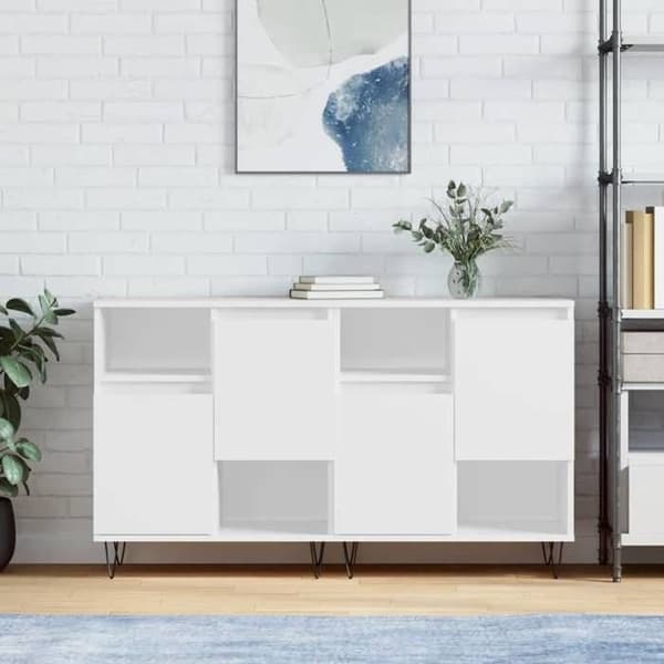 Maison Exclusive - Buffeter 2 stk hvidt ingeniørtræ Vit