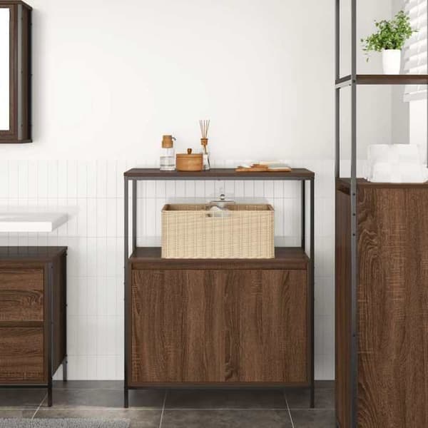 Maison Exclusive - Badeværelsesmøbel med hylder i brunt egetræ 76,5x35x95cm