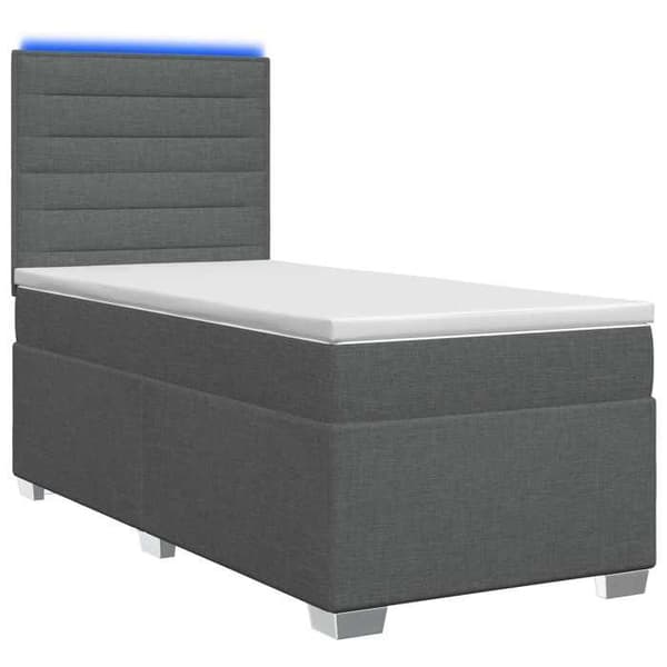 Maison Exclusive - Boxspring säng med madrass Mörkgrå 90 x 190 cm Tyg Mörkgrå