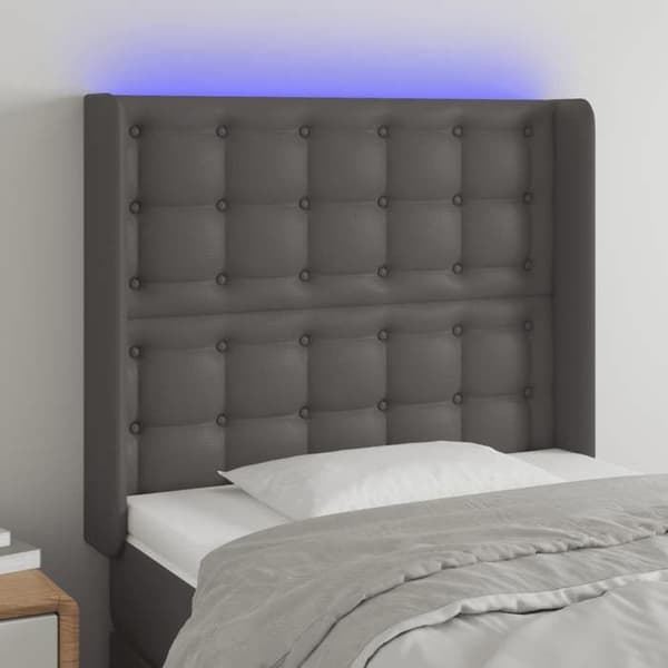 Maison Exclusive - LED Hovedgærde Grå 93x16x118/128 cm Syntetisk Læder Grå