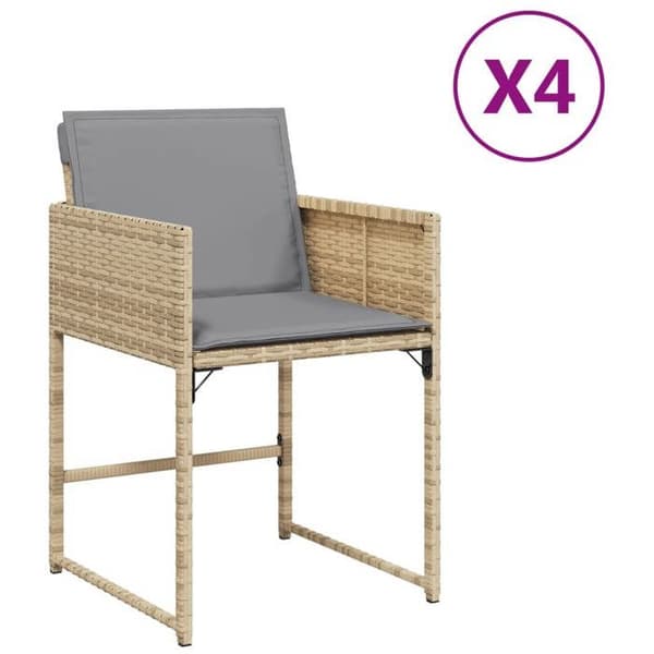 Maison Exclusive - Trädgårdsstolar med kuddar, set om 4, blandning beige