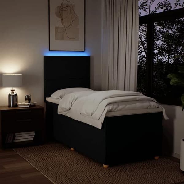 Maison Exclusive - Seng med lamelbund og madras Sort 90x200 cm Stof