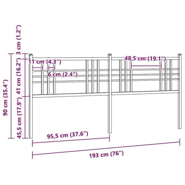 Hovedgærde - EKSKLUSIV HUS - Firkantede rør - Sort - Robust stål - 193 cm Svart