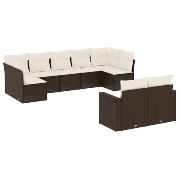 Maison Exclusive - Trädgårdsmöbler med kuddar 9 delar brun flätad resin
