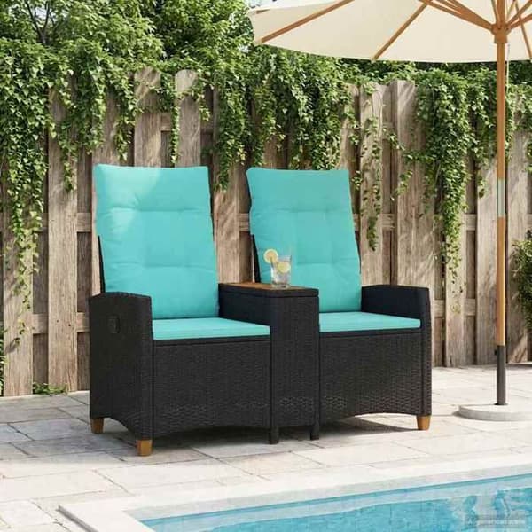 Havemøbel - EKSKLUSIVT HUS - 2 pladser - UV-resistent rattan - Justerbar ryg - Indbygget bord