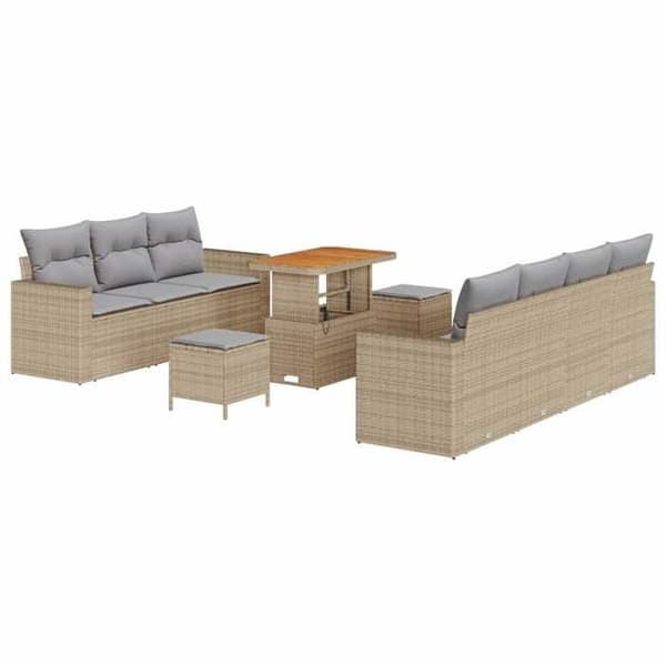 Maison Exclusive - 10 osan puutarhakalustesetti, beige polyrottinki
