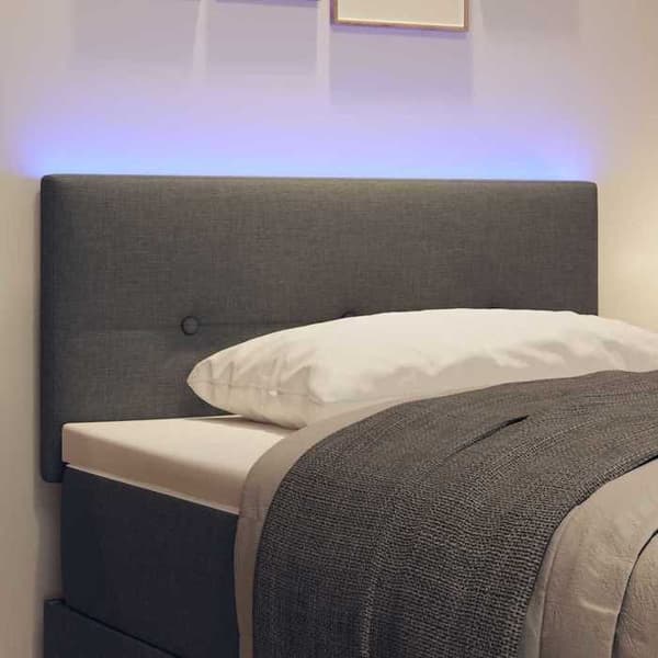 Maison Exclusive - LED-hovedgærde med LED-strips Mørkegrå 80 cm stof