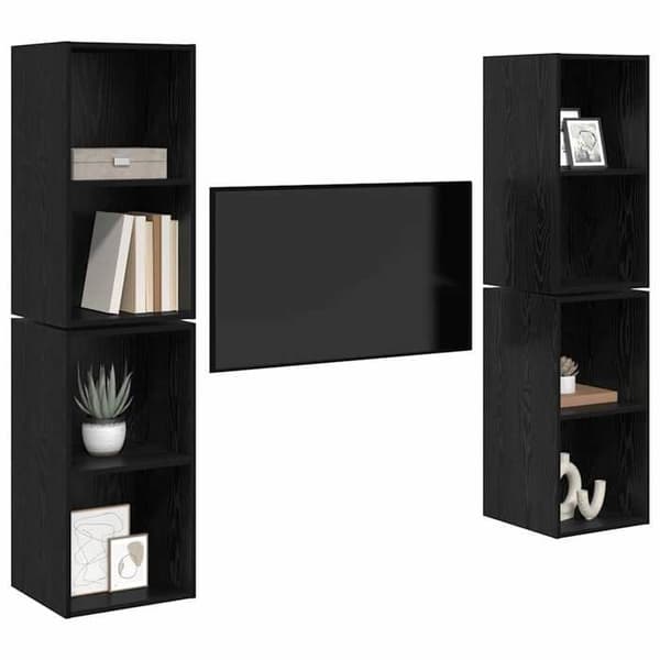 Maison Exclusive - TV-møbel sæt 4 dele 37 x 37 x 72 cm Sort eg svart ek