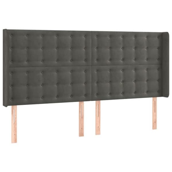 Maison Exclusive - Päätylevy korvilla Tummanharmaa 203x16x118/128 cm Sametti Mörkgrå