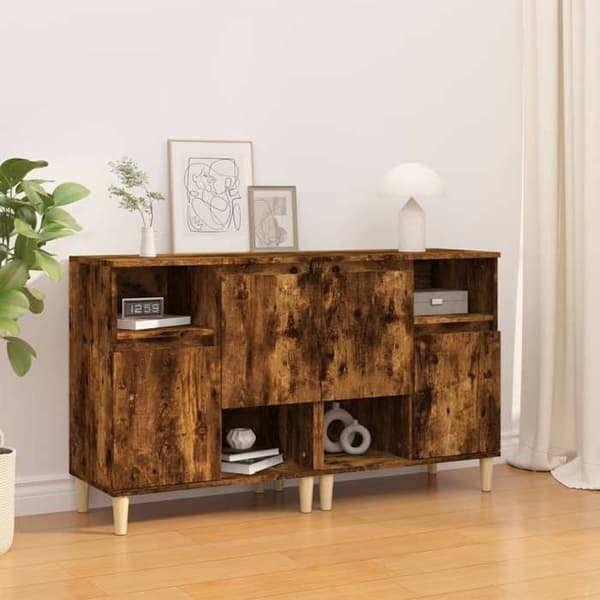 Maison Exclusive - Bufféer 2 st rökt ek 60x35x70 cm ingenjörsträ