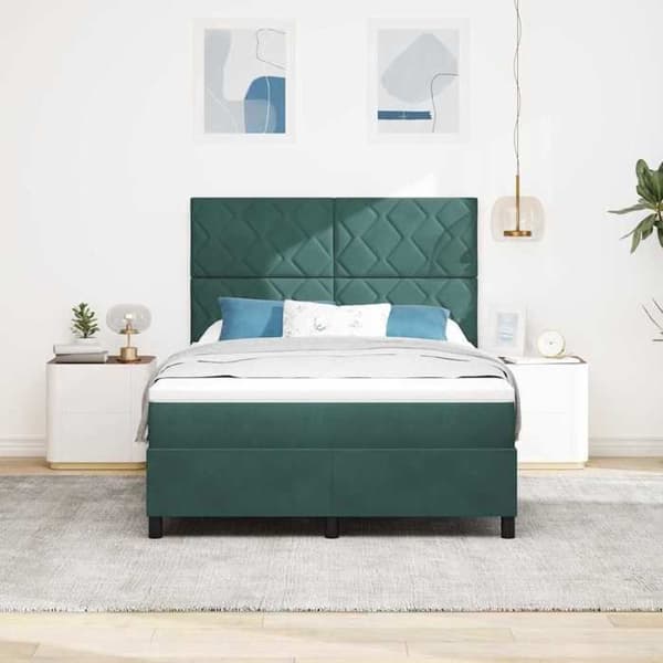 Maison Exclusive - LED-jousipatja Tummanvihreä 140 x 190 cm Sametti Mörkgrön