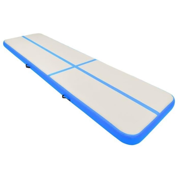 Oppustelig gymnastikmåtte med pumpe 800x100x15cm PVC Blå [cm] Blå