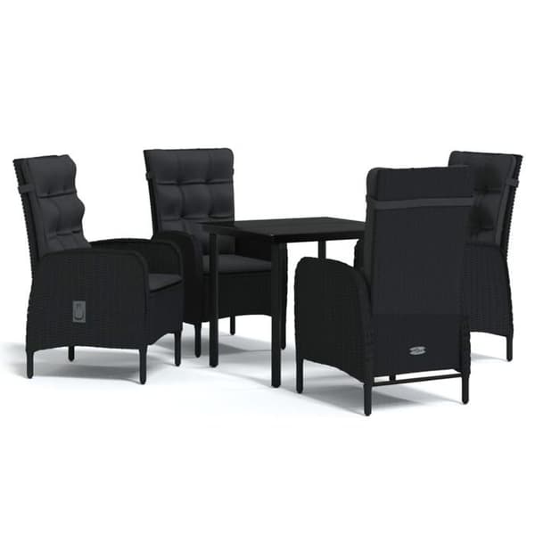 Havemøbel sæt - MAISON EXCLUSIVE - 5 dele - Sort - Epoxy stålramme - Glasbordplade Svart