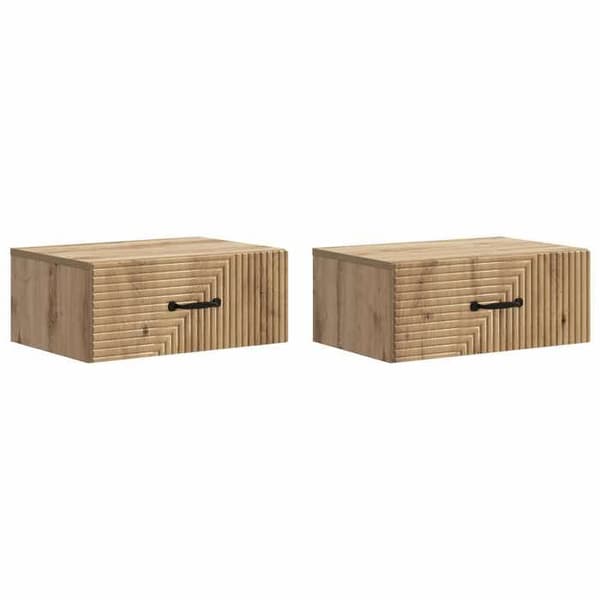 Maison Exclusive - Väggmonterad nattduksbord 2 delar, hantverksmässig ek