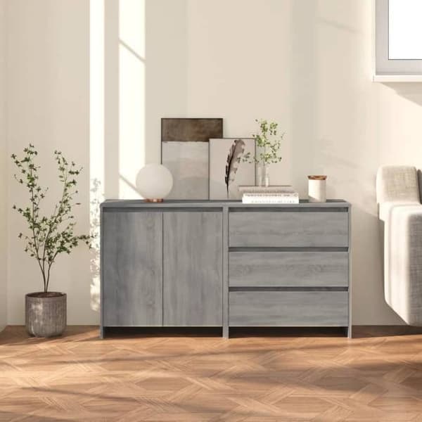 Maison Exclusive - Bufféer 2 st Sonoma grå Ingenjörsträ