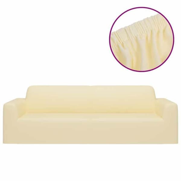 Sofaovertræk - MAISON EXCLUSIVE - Jersey - Creme - Strækbar polyester - 3 pladser 190-230 cm Grädde