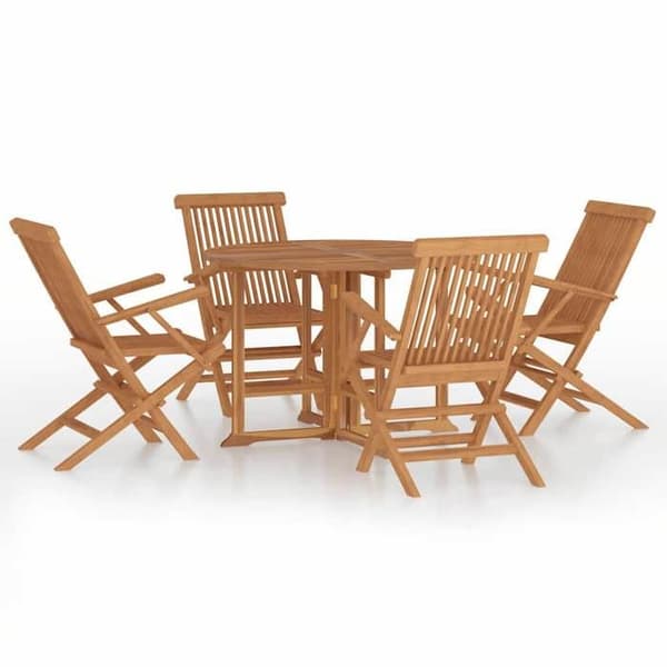 Maison Exclusive - Fällbart utomhusmatset 5 delar i solid teakträ