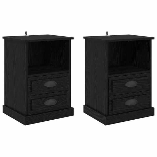 Maison Exclusive - Sängbord 2 st Ek svart 36 x 43 x 60 cm