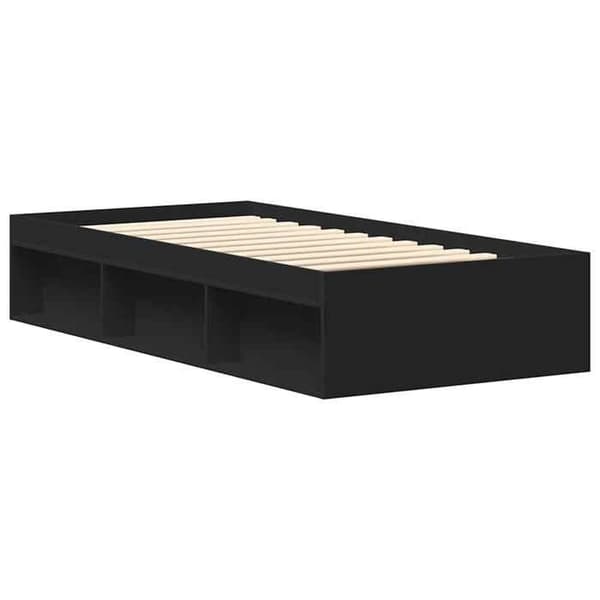 Sengestel - EKSKLUSIV HUS - 75x190 cm - Sort - 6 opbevaringsrum - Lamel i krydsfiner Svart