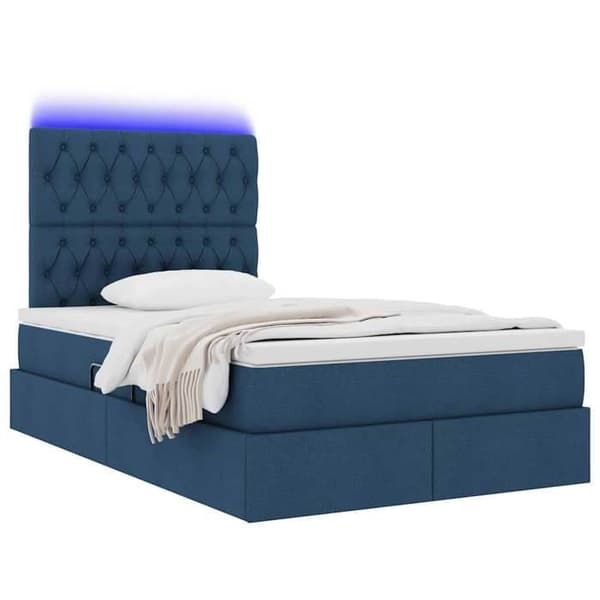 Maison Exclusive - LED förvaringssäng med blå madrass 120 x 200 cm Tyg Blå